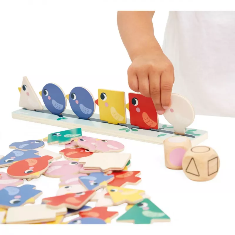 Janod Lernspielzeug Sortierspiel Formen, Farben und Größen Sortieren Vögel 2+