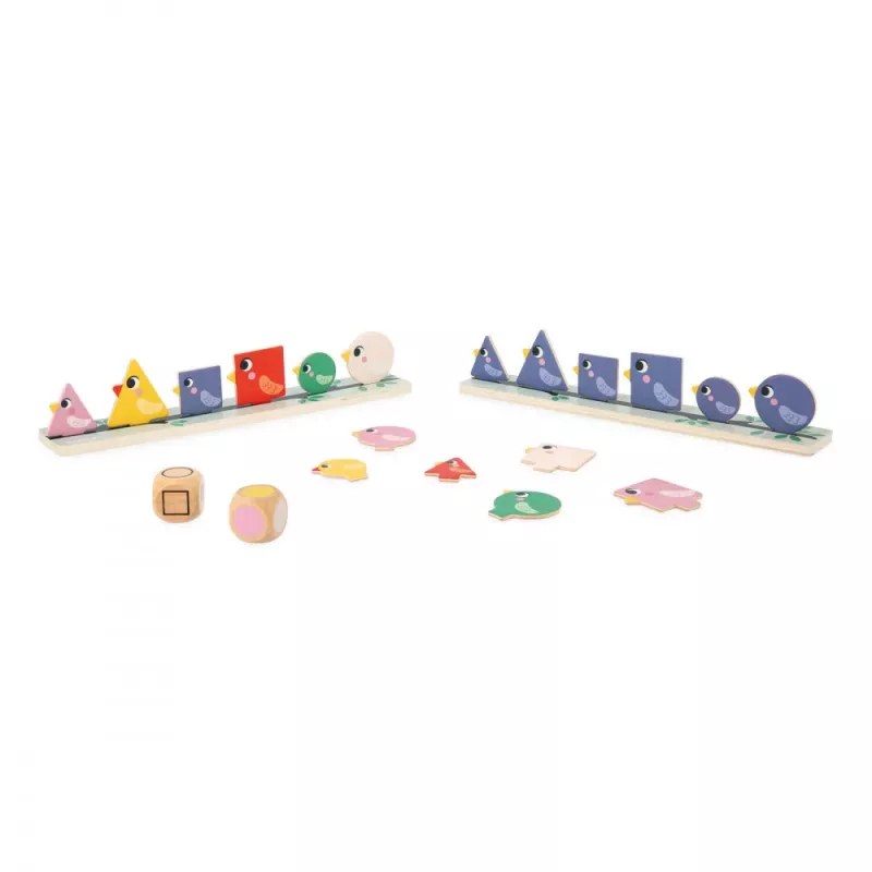 Janod Lernspielzeug Sortierspiel Formen, Farben und Größen Sortieren Vögel 2+