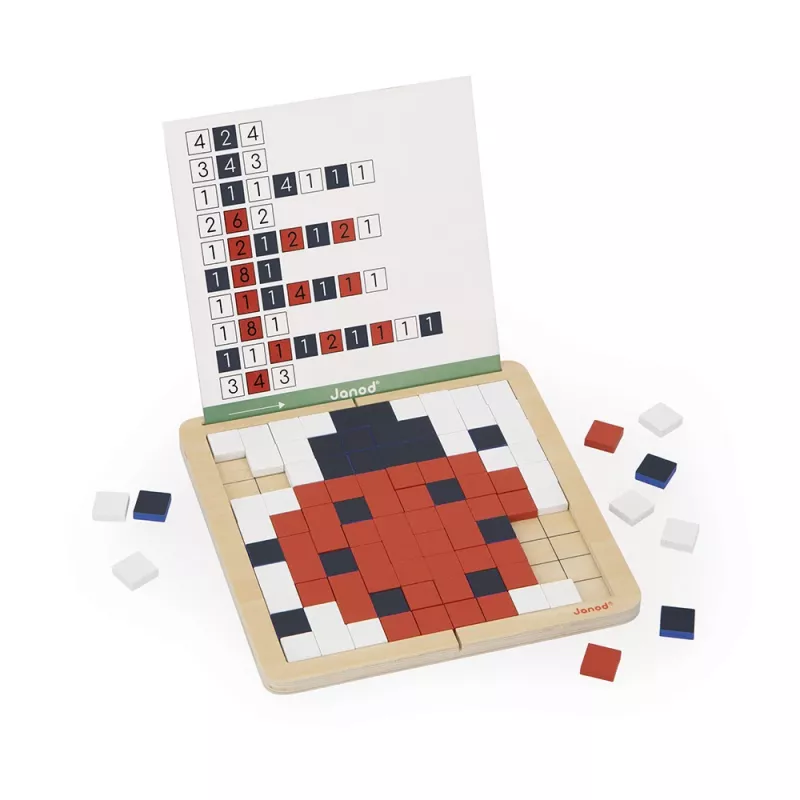 Janod Holzmosaik-Puzzle Symmetrie und Codierung 4in1 5+