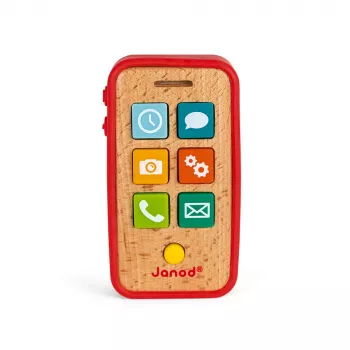 Janod Holzspielzeug Telefon mit Geräuschen J05334