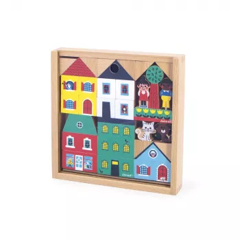 Janod Bausteine und Figuren Set 36 Teile Stadt Kreuzung 2+