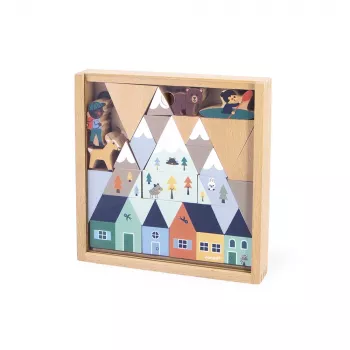 Janod Bausteine und Figuren Set 35 Teile - Cross Roads Mountains