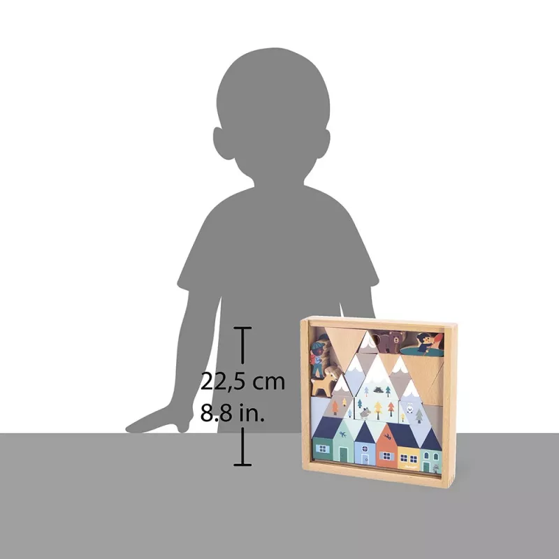 Janod Bausteine und Figuren Set 35 Teile - Cross Roads Mountains