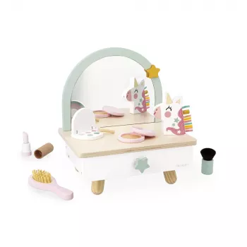 Janod Schminktisch aus Holz mit Zubehör Einhorn 3+