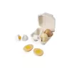 Janod Eierkarton aus Presskarton mit 4 Holzeiern - Rollenspiel-Lebensmittel-Set