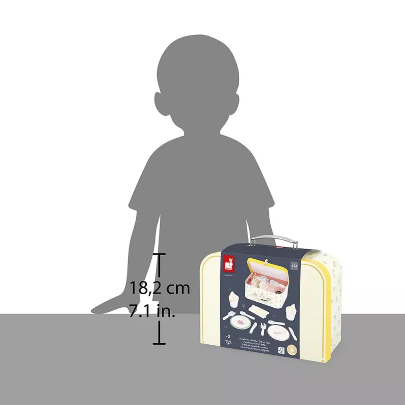 Janod Picknick-Spielset im Koffer mit Zubehör, 24 Teile, Shiny Grandma, 3+