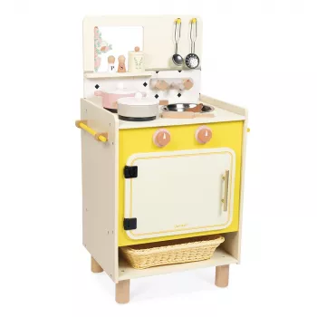 Janod Holz-Spielküche mit 10 Zubehörteilen Shiny Grandma 3+