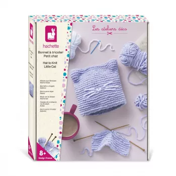 Janod Kreativ-Strickset - Kätzchenmütze für Kinder ab 8 Jahren