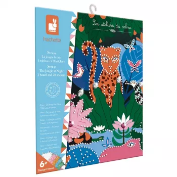 Janod Glow-in-the-Dark Crystal Mosaic Craft Kit - Night Jungle - Kreative Aktivität für Kinder ab 6 Jahren