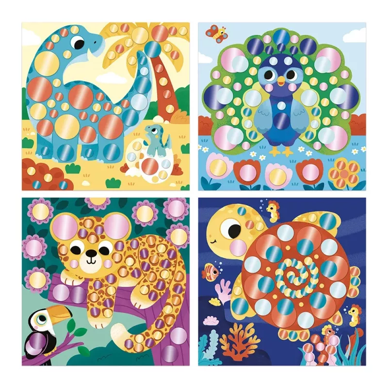 Janod My Arts & Crafts 3+ Creative Sticker Art Kit with Metallic Round Stickers