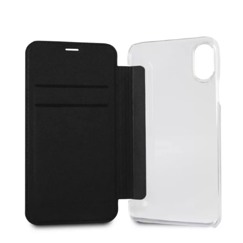 Karl Lagerfeld KLFLBKPXKSB Signature Glitter Bookcase für iPhone X/Xs, Schwarz