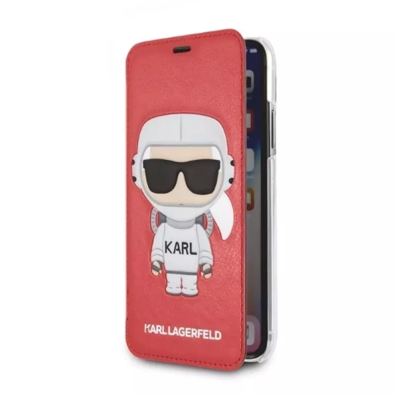 Karl Lagerfeld KLFLBKPXKSCORE iPhone X/XS Bookcase Red Karl Space Cosmonaut