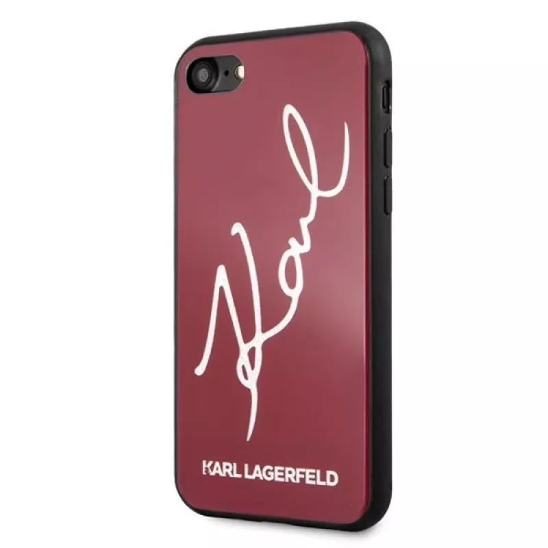 Karl Lagerfeld KLHCI8DLKSRE Signature Glitter Hard Case für iPhone 7/8/SE 2020/SE 2022, Rot