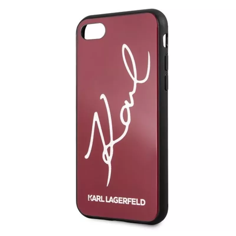 Karl Lagerfeld KLHCI8DLKSRE Signature Glitter Hard Case für iPhone 7/8/SE 2020/SE 2022, Rot