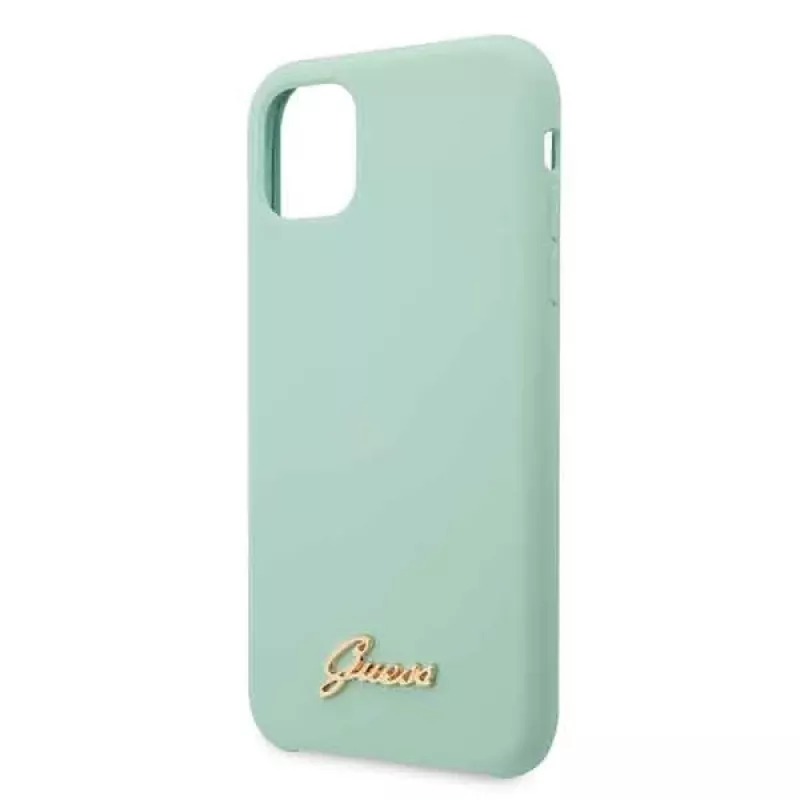 Guess GUHCN58LSLMGG iPhone 11 Pro Green Silicone Hard Case with Vintage Gold Logo