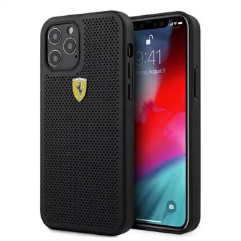 Ferrari FESPEHCP12MBK iPhone 12/12 Pro 6,1 Zoll Black Hardcase On Track Perforated