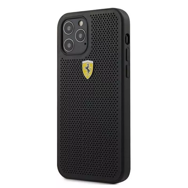 Ferrari FESPEHCP12MBK iPhone 12/12 Pro 6,1 Zoll Black Hardcase On Track Perforated
