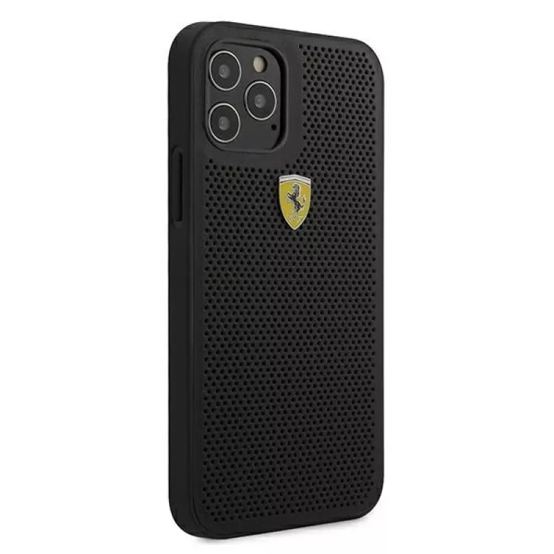 Ferrari FESPEHCP12LBK iPhone 12 Pro Max 6,7 Zoll Hard Case On Track Perforated Schwarz