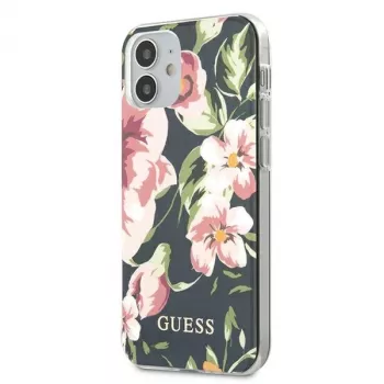 Guess Flower Collection Back Cover für Apple iPhone 12 Mini - Navy