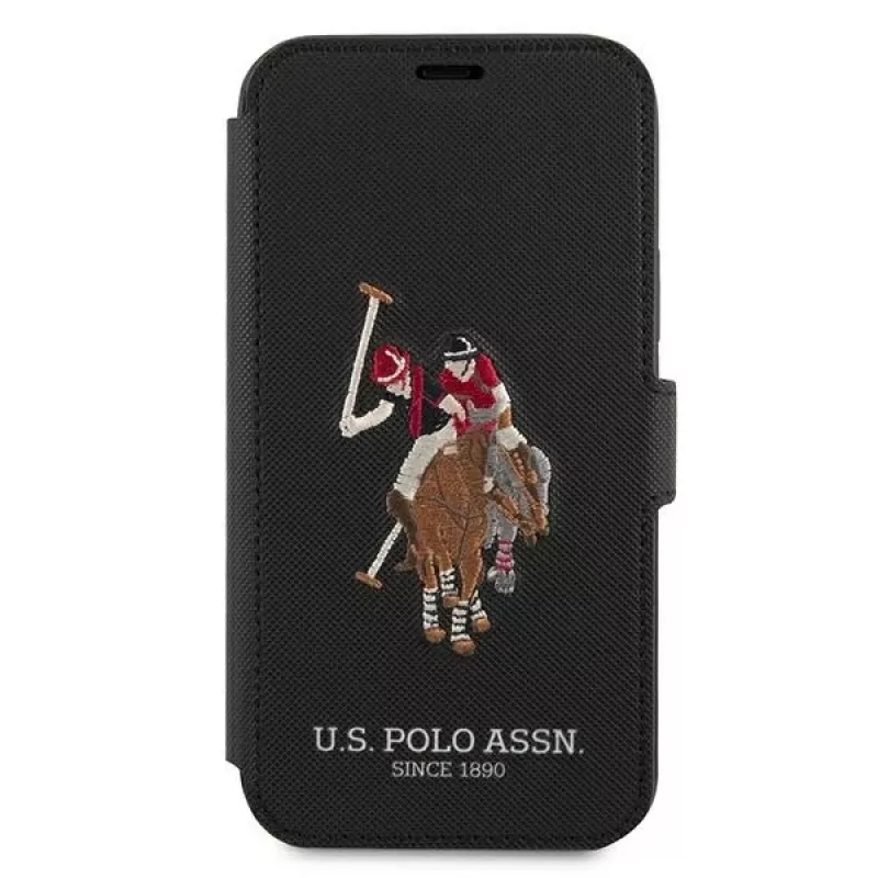 U.S. POLO ASSN. Polo Embroidery Collection Book Case für iPhone 12/12 Pro 6,1 inch Schwarz