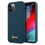Guess GUHCP12LLSLMGBL Metal Logo Script Hard Case für Apple iPhone 12 Pro Max, Blau
