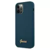 Guess GUHCP12LLSLMGBL Metal Logo Script Hard Case für Apple iPhone 12 Pro Max, Blau