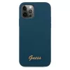 Guess GUHCP12LLSLMGBL Metal Logo Script Hard Case für Apple iPhone 12 Pro Max, Blau