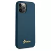 Guess GUHCP12LLSLMGBL Metal Logo Script Hard Case für Apple iPhone 12 Pro Max, Blau