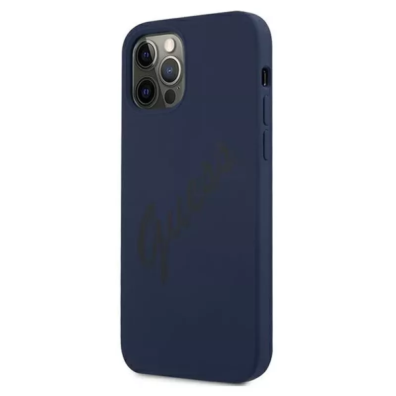 Guess Script Vintage Hard Case für Apple iPhone 12 / iPhone 12 Pro 6,1 Zoll Blau
