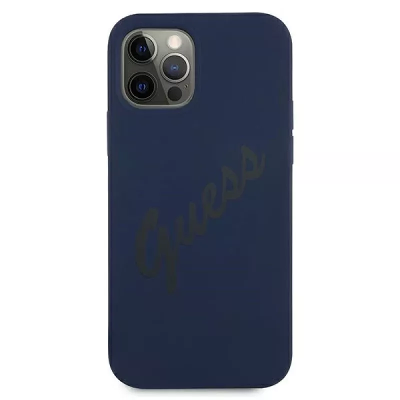 Guess Script Vintage Hard Case für Apple iPhone 12 / iPhone 12 Pro 6,1 Zoll Blau
