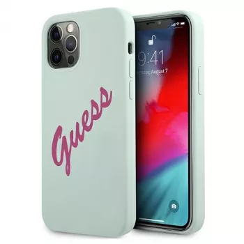 Guess Silicone Vintage Hard Case für Apple iPhone 12 / 12 Pro 6,1 Zoll - Blau Fuchsia