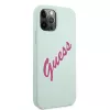 Guess Silicone Vintage Hard Case für Apple iPhone 12 / 12 Pro 6,1 Zoll - Blau Fuchsia