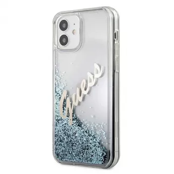 Guess Glitter Vintage Script Hard Case für Apple iPhone 12 mini - Blau