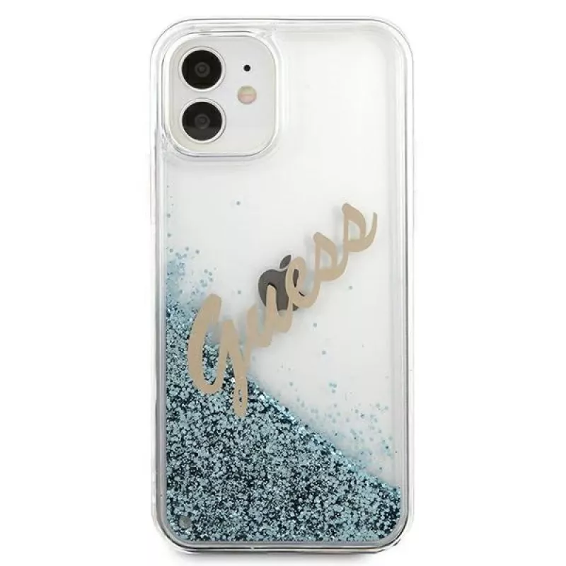 Guess Glitter Vintage Script Hard Case für Apple iPhone 12 mini - Blau