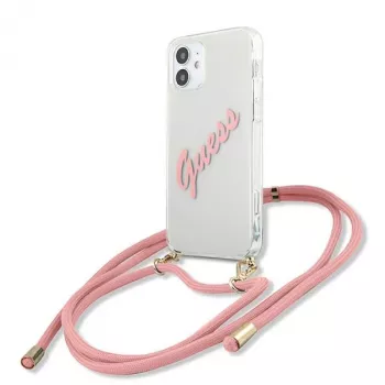 Guess GUHCP12SCRTVSPI iPhone 12 mini 5,4 Zoll Pink Hardcase Script Vintage