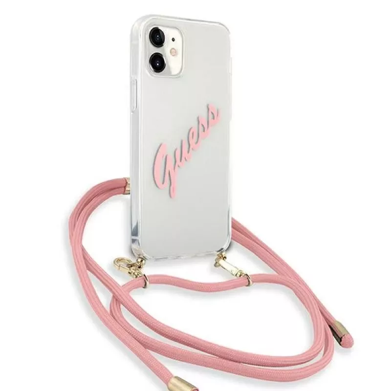 Guess GUHCP12SCRTVSPI iPhone 12 mini 5,4 Zoll Pink Hardcase Script Vintage