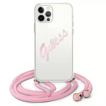 Guess Script Vintage Hard Case für iPhone 12 / 12 Pro 6,1 Zoll - Pink