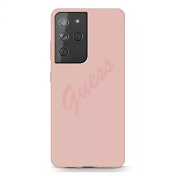 Guess GUHCS21LLSVSPI Script Vintage Hard Case für Samsung Galaxy S21 Ultra (SM-G998) - Pink