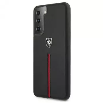 Ferrari FEOSIHCS21SBK Off Track Leder Nylon Streifen Hartschale für Samsung Galaxy S21 (G991) - Schwarz