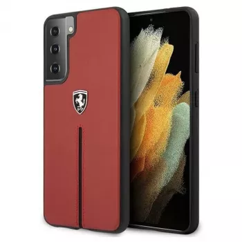 Ferrari FEOSIHCS21MRE S21+ G996 Red Hard Case Off Track Leather Nylon Stripe für Samsung Galaxy S21+