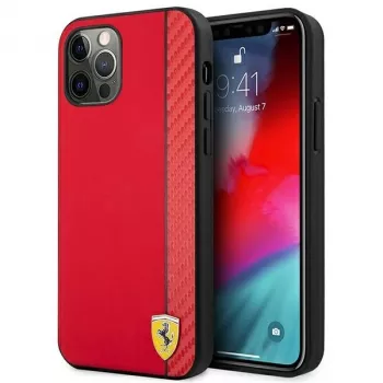 Ferrari FESAXHCP12LRE iPhone 12 Pro Max 6,7 Zoll Red Hardcase On Track Carbon Stripe