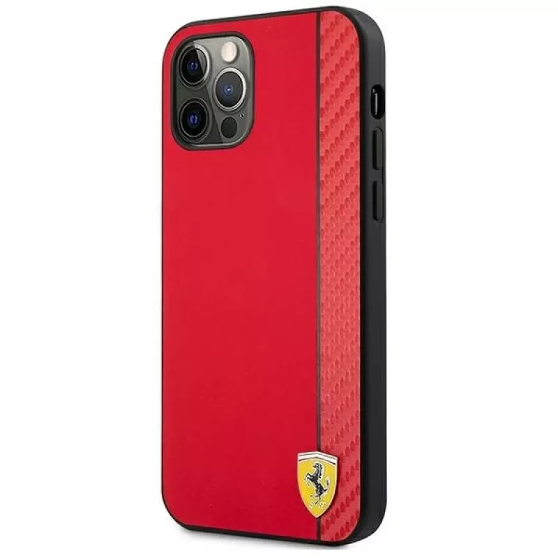 Ferrari FESAXHCP12LRE iPhone 12 Pro Max 6,7 Zoll Red Hardcase On Track Carbon Stripe