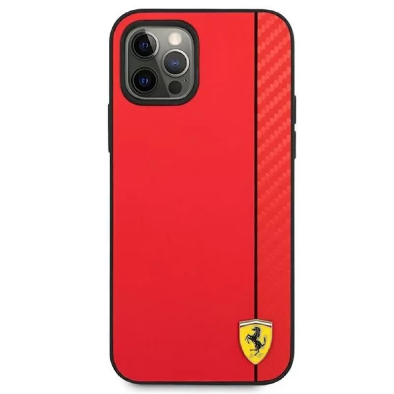 Ferrari FESAXHCP12LRE iPhone 12 Pro Max 6,7 Zoll Red Hardcase On Track Carbon Stripe