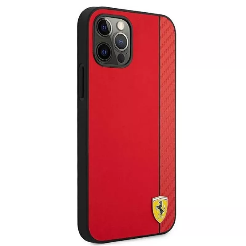 Ferrari FESAXHCP12LRE iPhone 12 Pro Max 6,7 Zoll Red Hardcase On Track Carbon Stripe