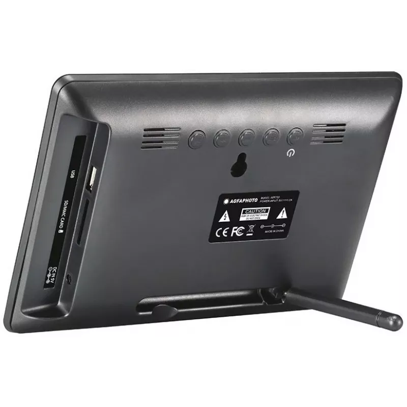 AGFAPHOTO Agfa Photo LED HD 7 Digitaler Bilderrahmen mit Uhr und Kalender APF700 Schwarz