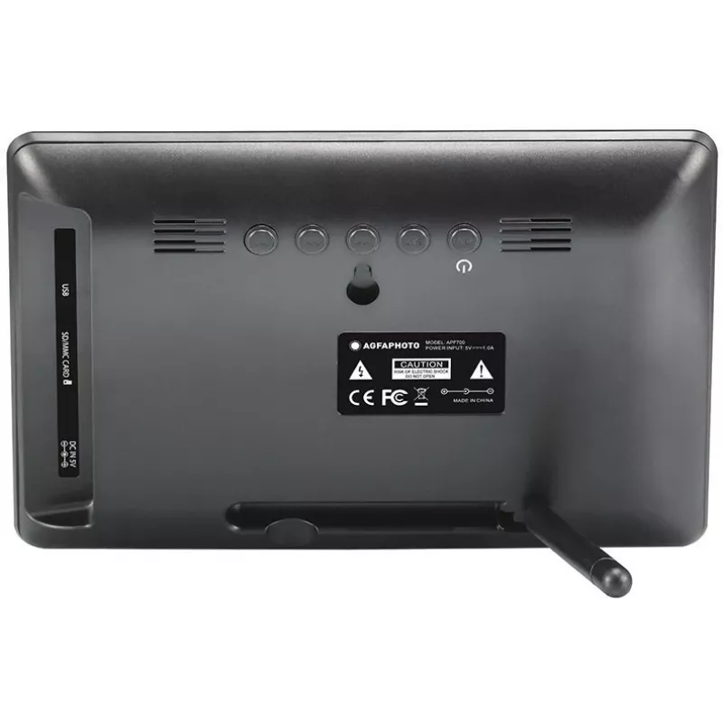 AGFAPHOTO Agfa Photo LED HD 7 Digitaler Bilderrahmen mit Uhr und Kalender APF700 Schwarz