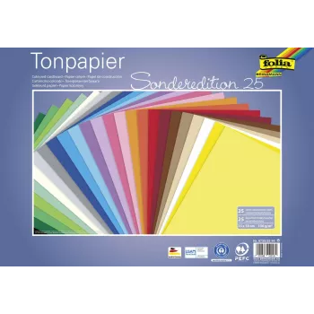 Folia Special Edition Tonpapier 25 verschiedene Farben 130 g/m² 25 Blatt A4