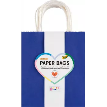 Folia 7 Papiertragetaschen BASIC M Blau Hellblau Rosa Rot Gelb Weiß Mint 18.0