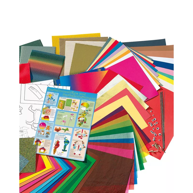Folia 50915/1 Bastelpapier-Set - 107 Teile - Mehrfarbig - Jungen & Mädchen - Papier, Karton, Folie - Box