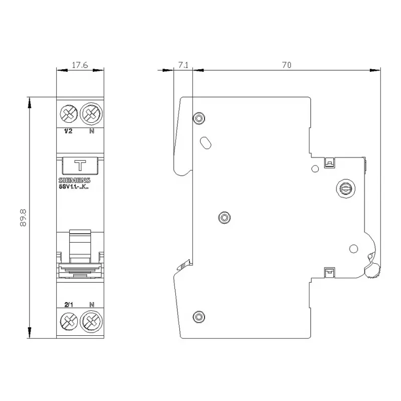 Siemens 5SV13166KK16 RCBO 2-polig 16 A 30 mA, B-Charakteristik, Typ A, 6 kA